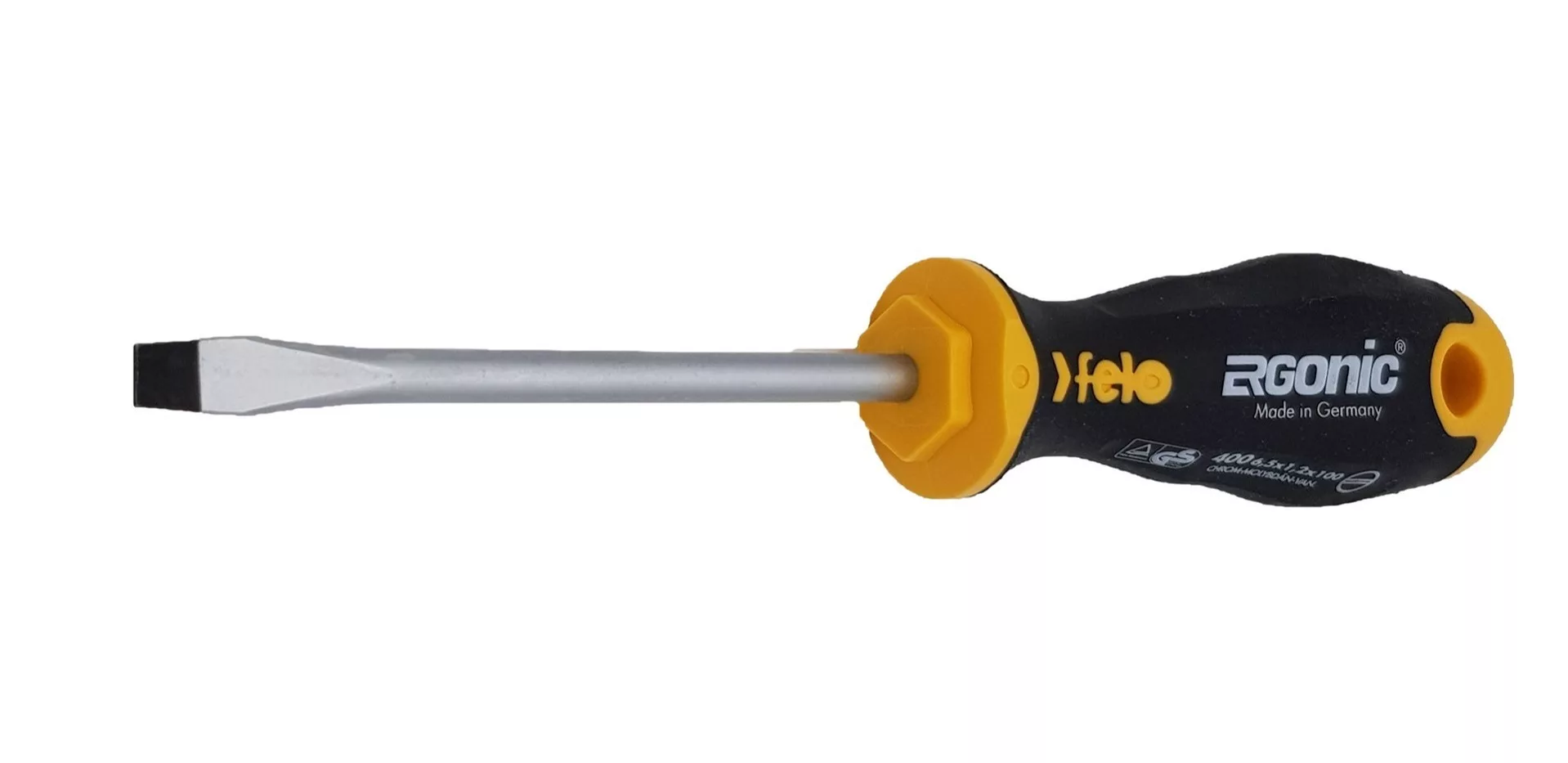 Отвертка Ergonic плоская шлицевая 6,5X1,2X100 40065310 Felo