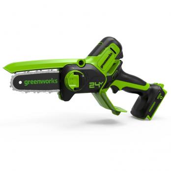 Цепная мини пила аккумуляторная Greenworks Арт. 2008707, 24V, 15см, бесщеточная, без АКБ и ЗУ