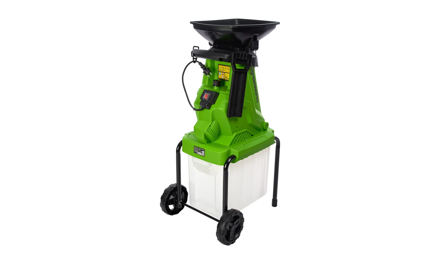 Измельчитель садовый электрический Greenworks Арт. 2208007, 220 В, 2800 Вт с контейнером_0