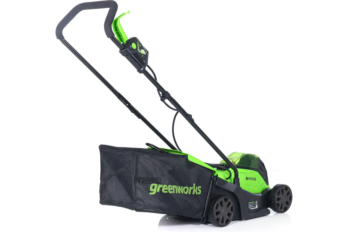Газонокосилка аккумуляторная GreenWorks GD24LM33, 24V, 33 см, бесщеточная, с 1хАКБ 4Ач и ЗУ 2516107UB_1