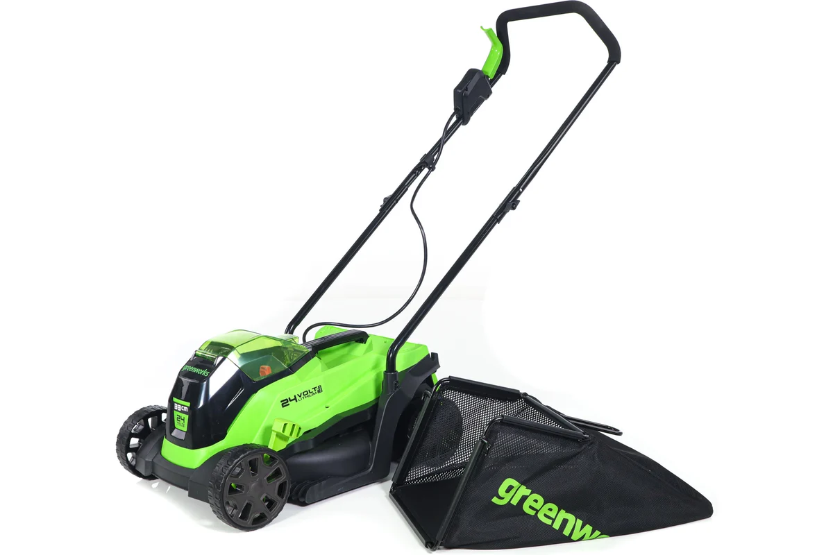 Газонокосилка аккумуляторная GreenWorks 24V, 33 см, бесщеточная, с 1хАКБ 2Ач и ЗУ 2516107UA_0